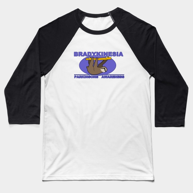 Bradykinesia Sloth Parkinsons Awareness Baseball T-Shirt by SteveW50